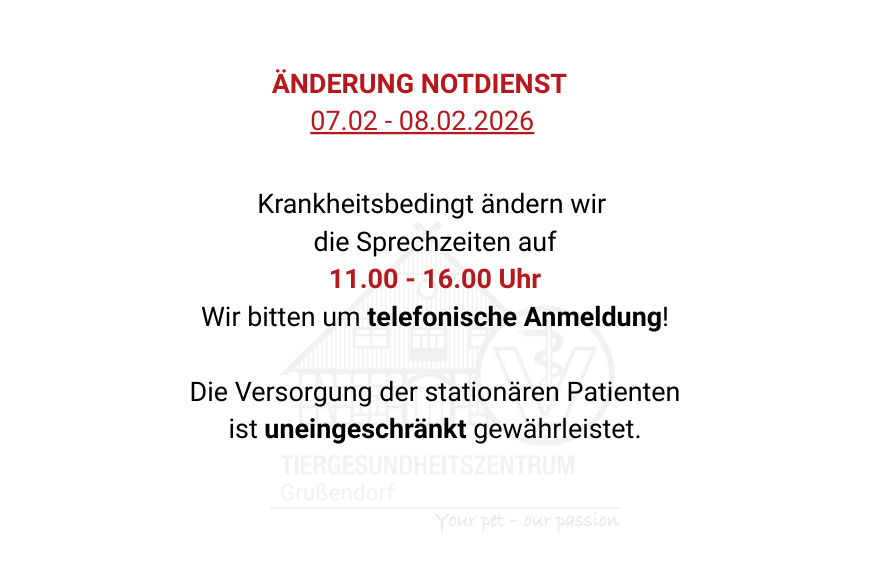Änderung Notdienstzeit am 07. und 08. Februar 2026